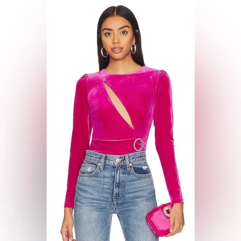 Revolve superdown Fuchsia Cut-Out Bodysuit Medium